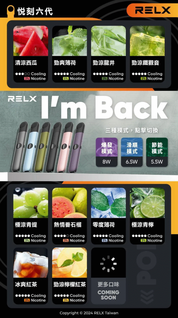微信图片_20241102091700.png RELX悅刻六代煙彈3顆入 / 不通用一代 / 就是這5%薄荷完整了我靈魂/